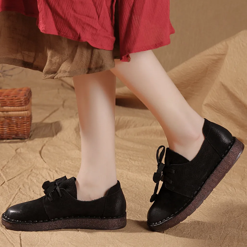 Gift Shoes Autumn Leather Soft Bottom Casual Handmade Women's Shoes