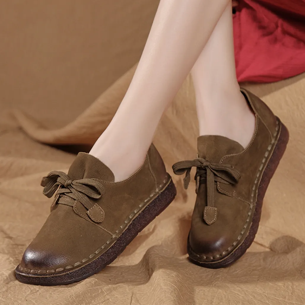 Gift Shoes Autumn Leather Soft Bottom Casual Handmade Women's Shoes