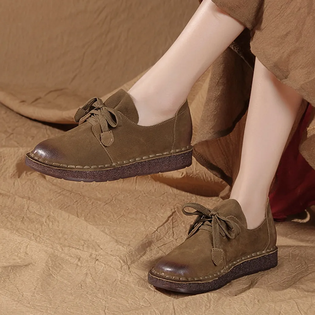 Gift Shoes Autumn Leather Soft Bottom Casual Handmade Women's Shoes