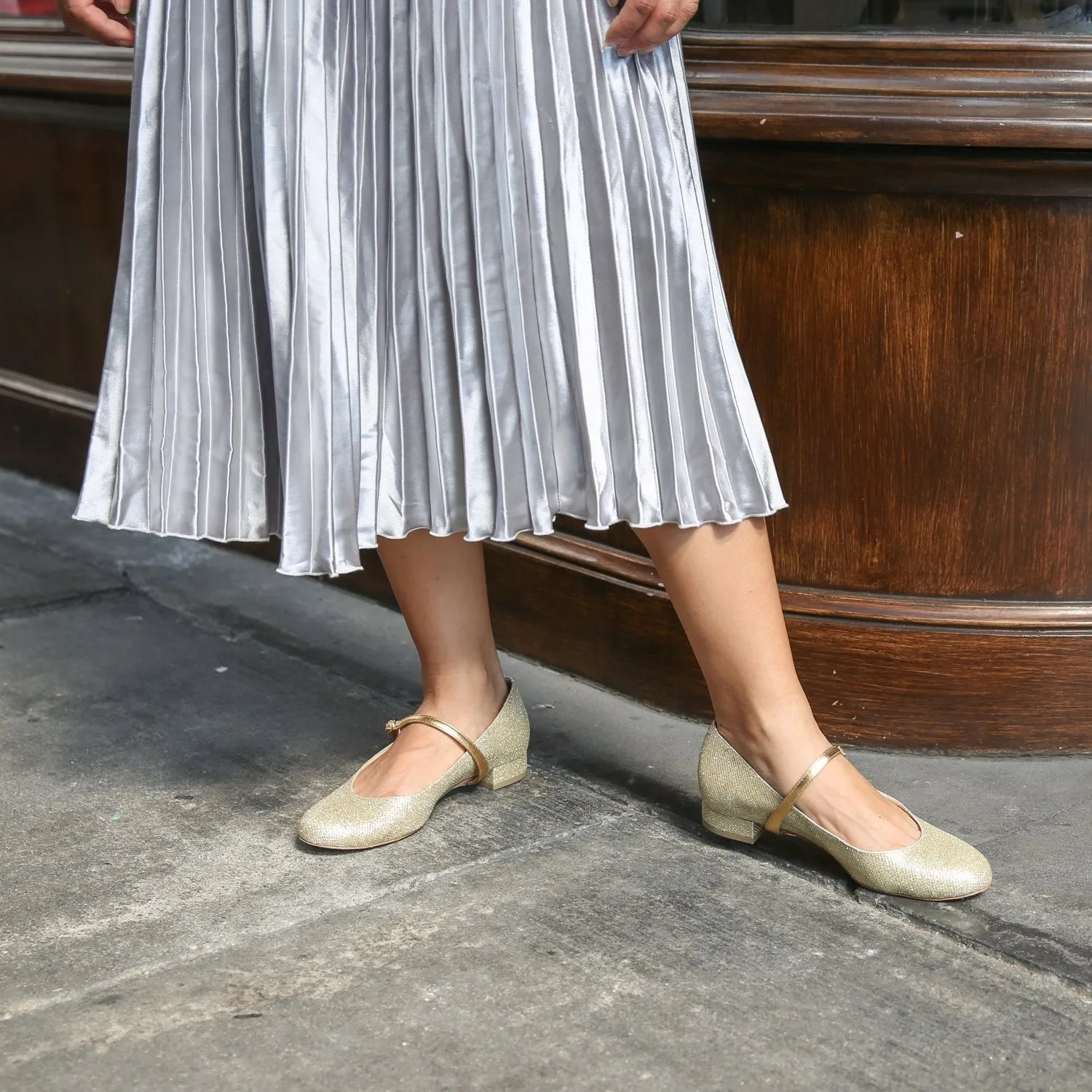 Gold Glitter Ballet Flat   Gold Twiggy Strap