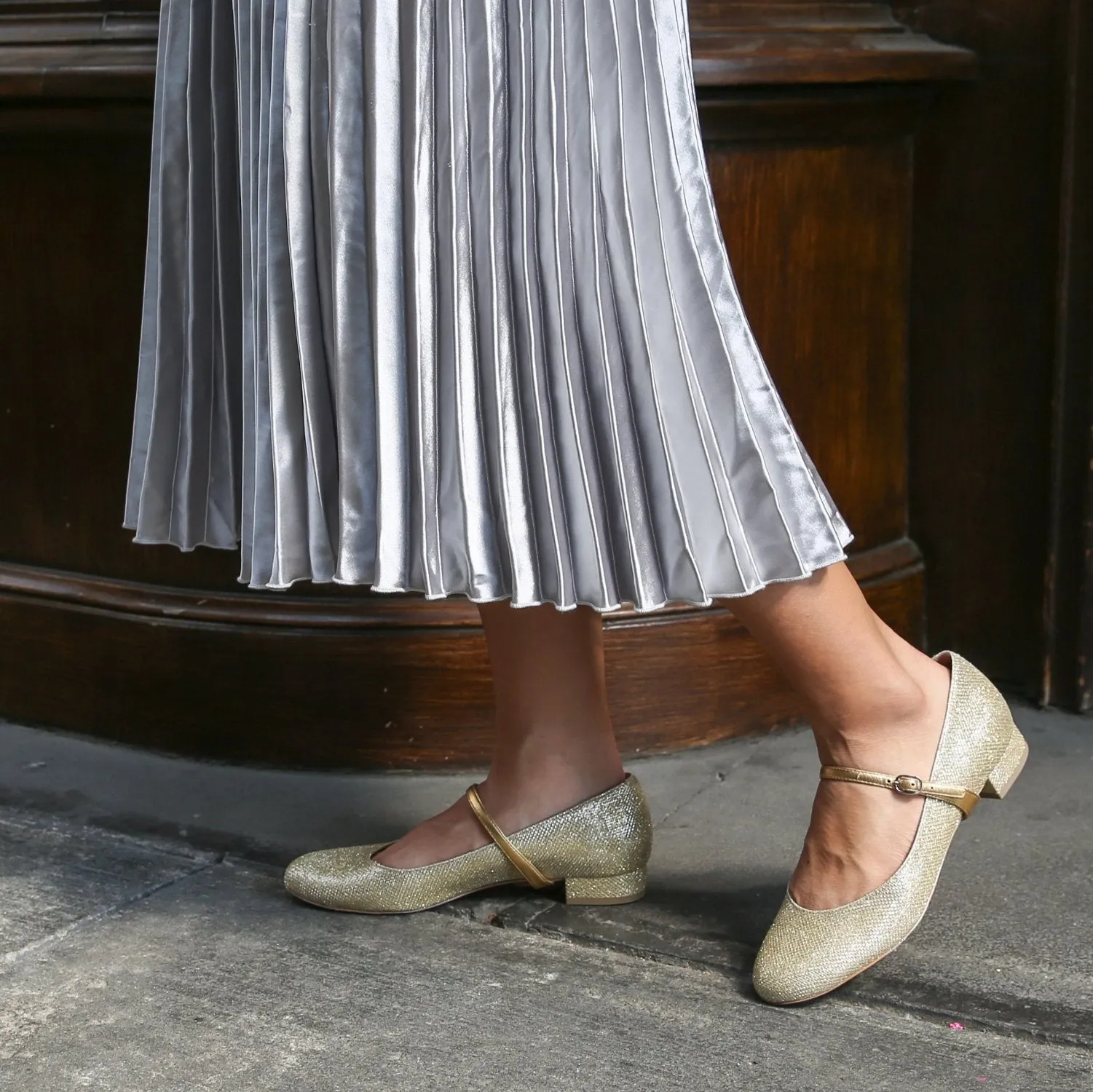 Gold Glitter Ballet Flat   Gold Twiggy Strap