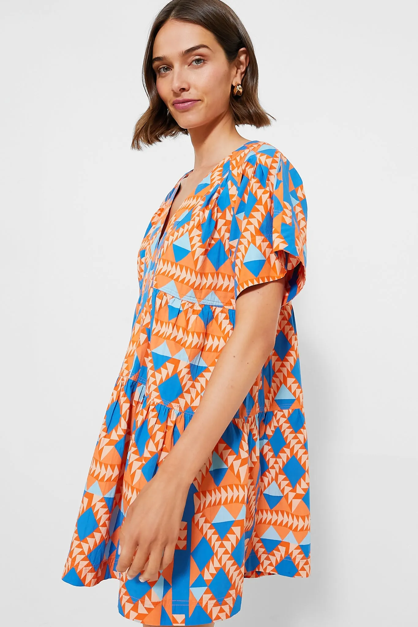Grecian Geo Poplin Dress