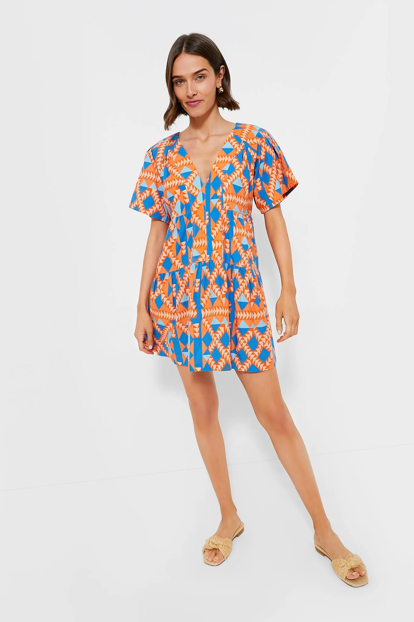 Grecian Geo Poplin Dress