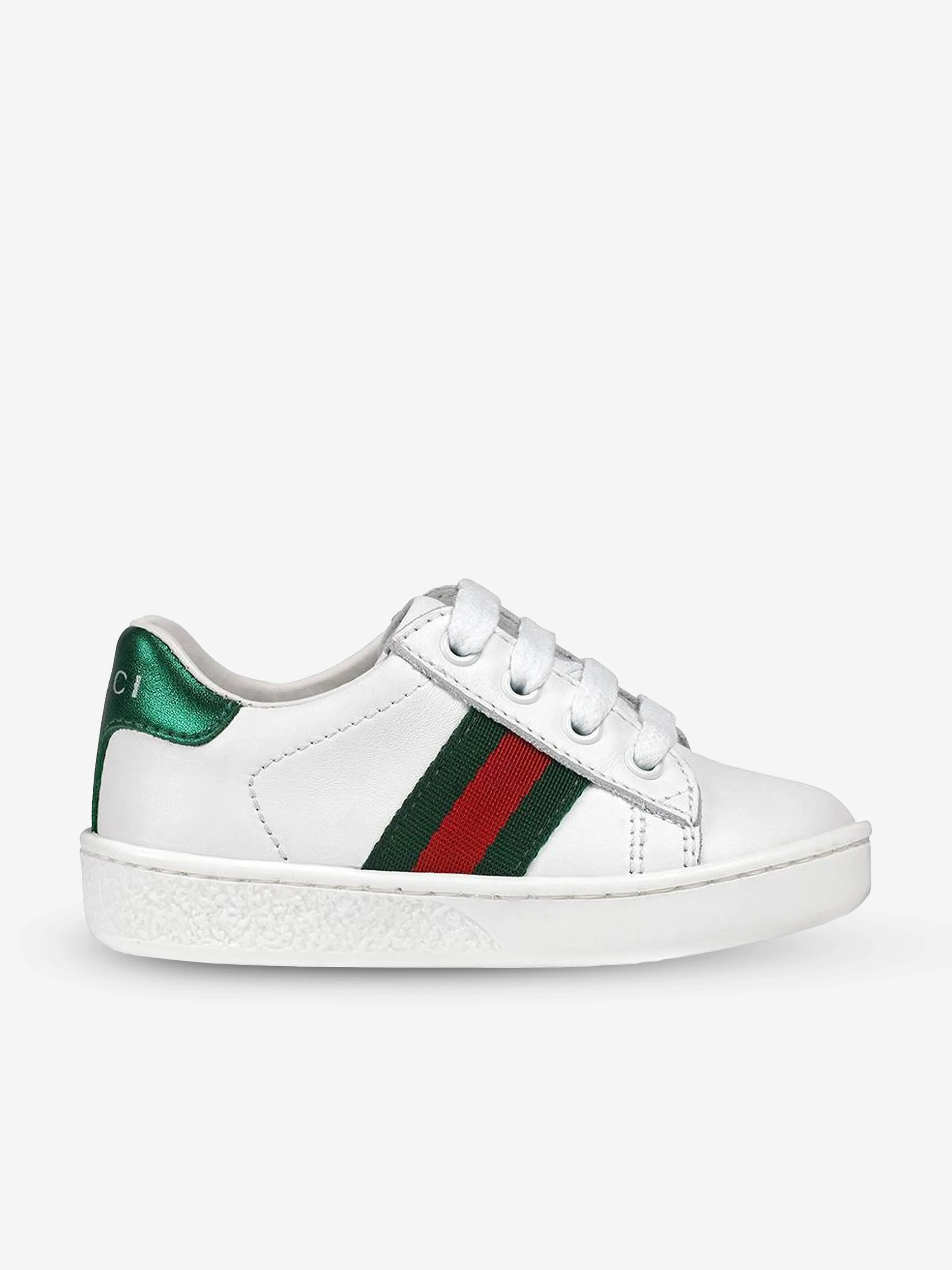 Gucci Kids Leather Ace Trainers in White