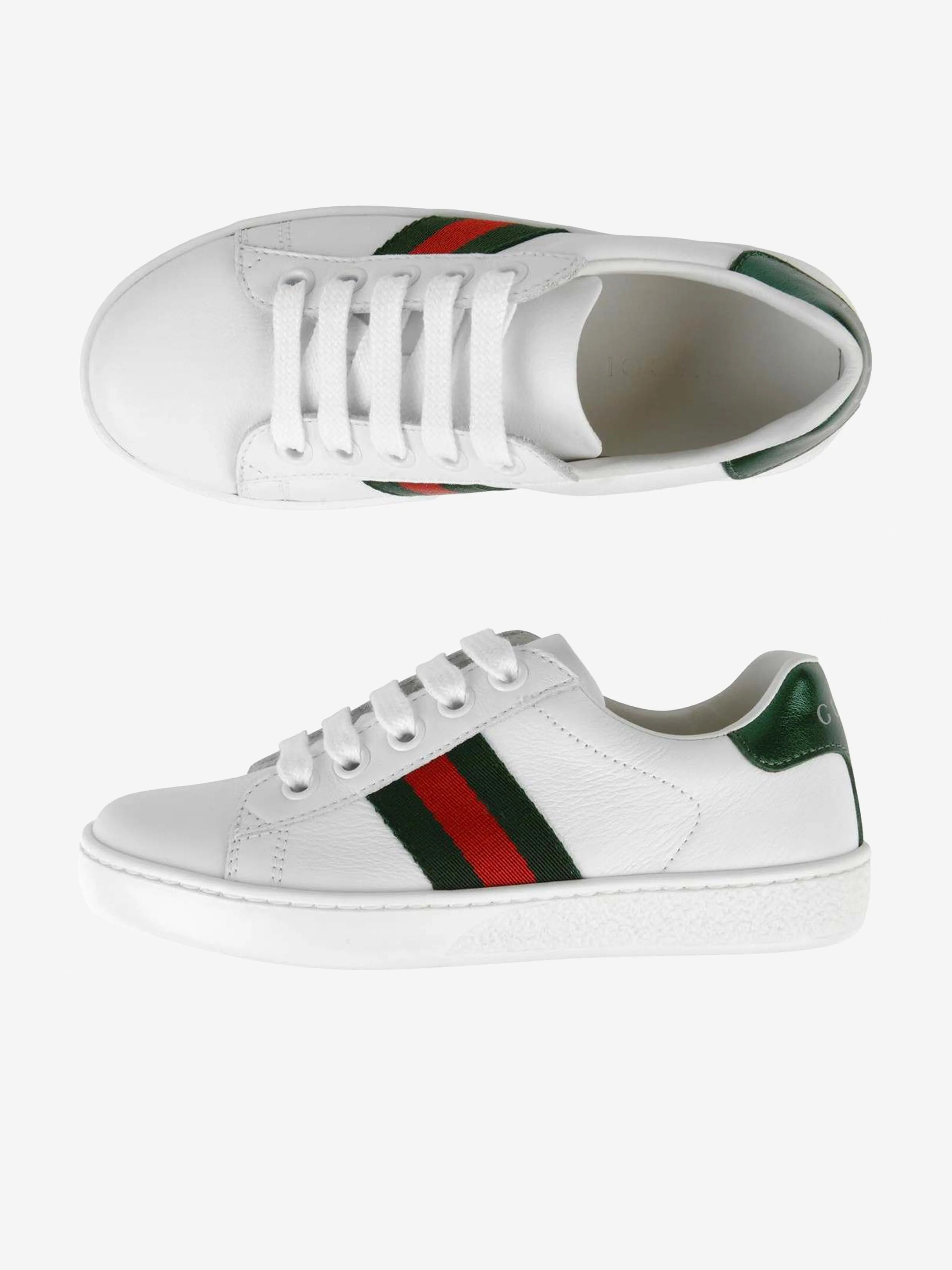 Gucci Kids Leather Ace Trainers in White