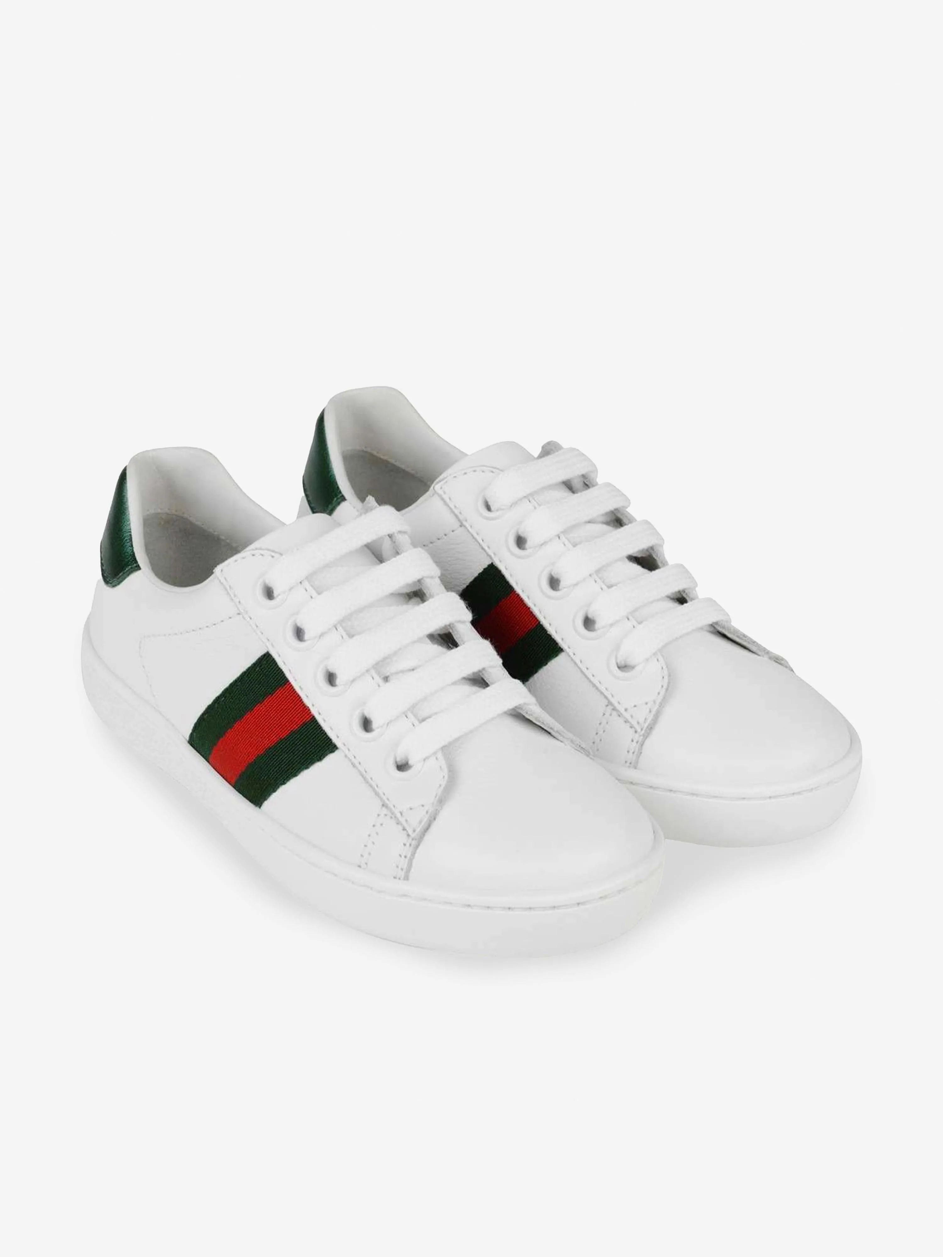 Gucci Kids Leather Ace Trainers in White