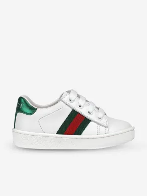 Gucci Kids Leather Ace Trainers in White