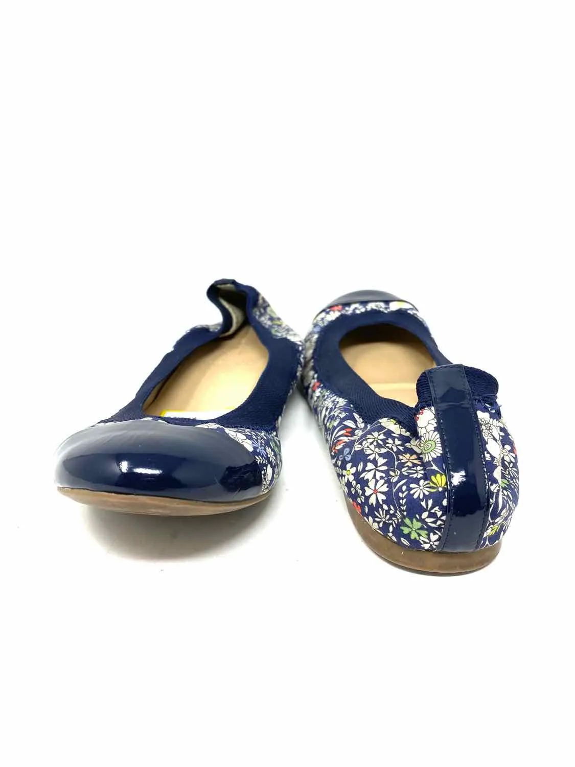 J Crew Women's Navy Print Ballet Patent Leather Floral Size 6.5 Flats