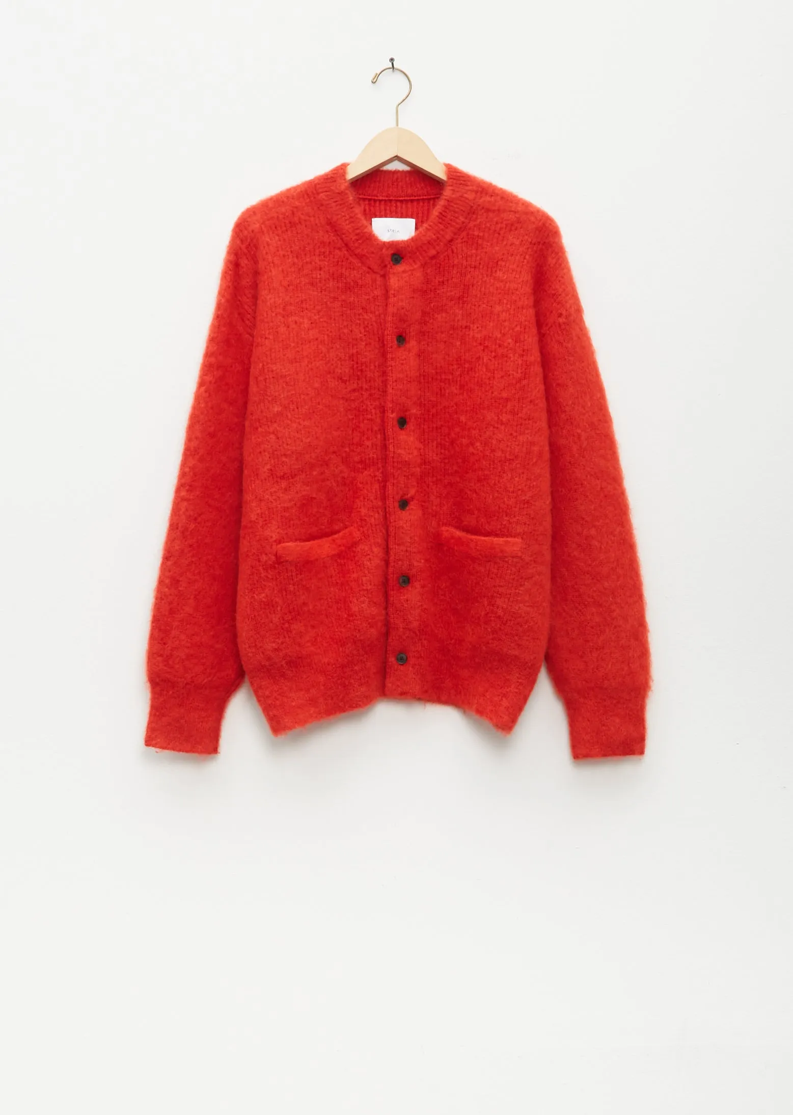 Kid Mohair Knit Cardigan — Pink Orange