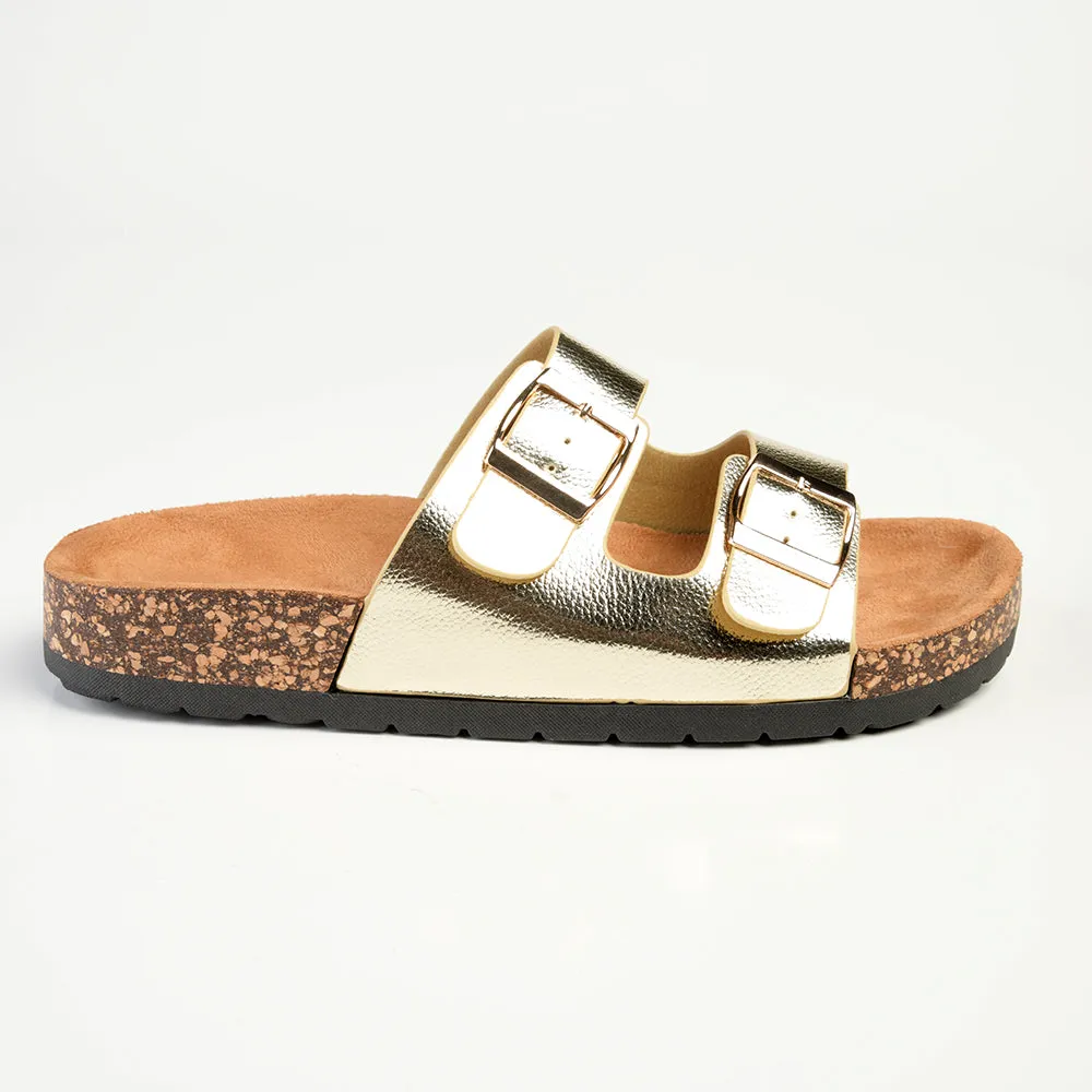 Madison 2 Buckle Comfort BF Sandals - Gold