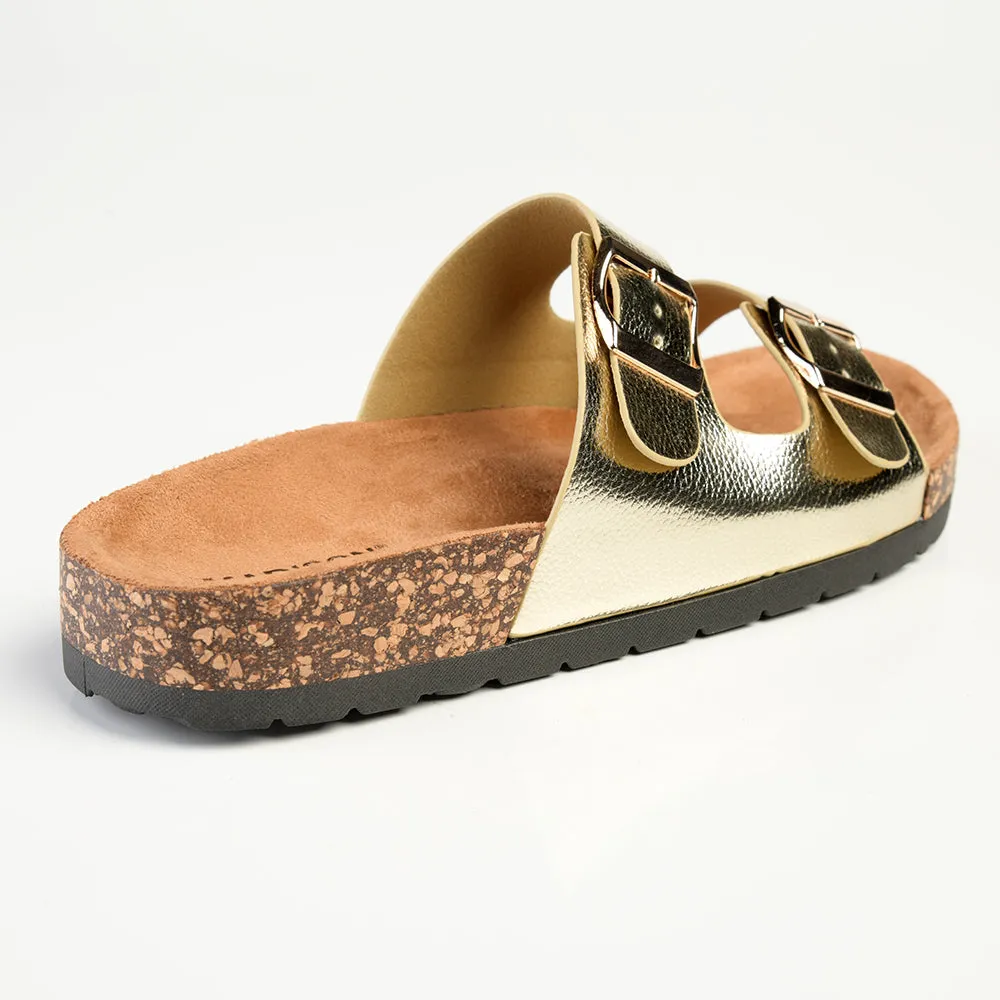 Madison 2 Buckle Comfort BF Sandals - Gold