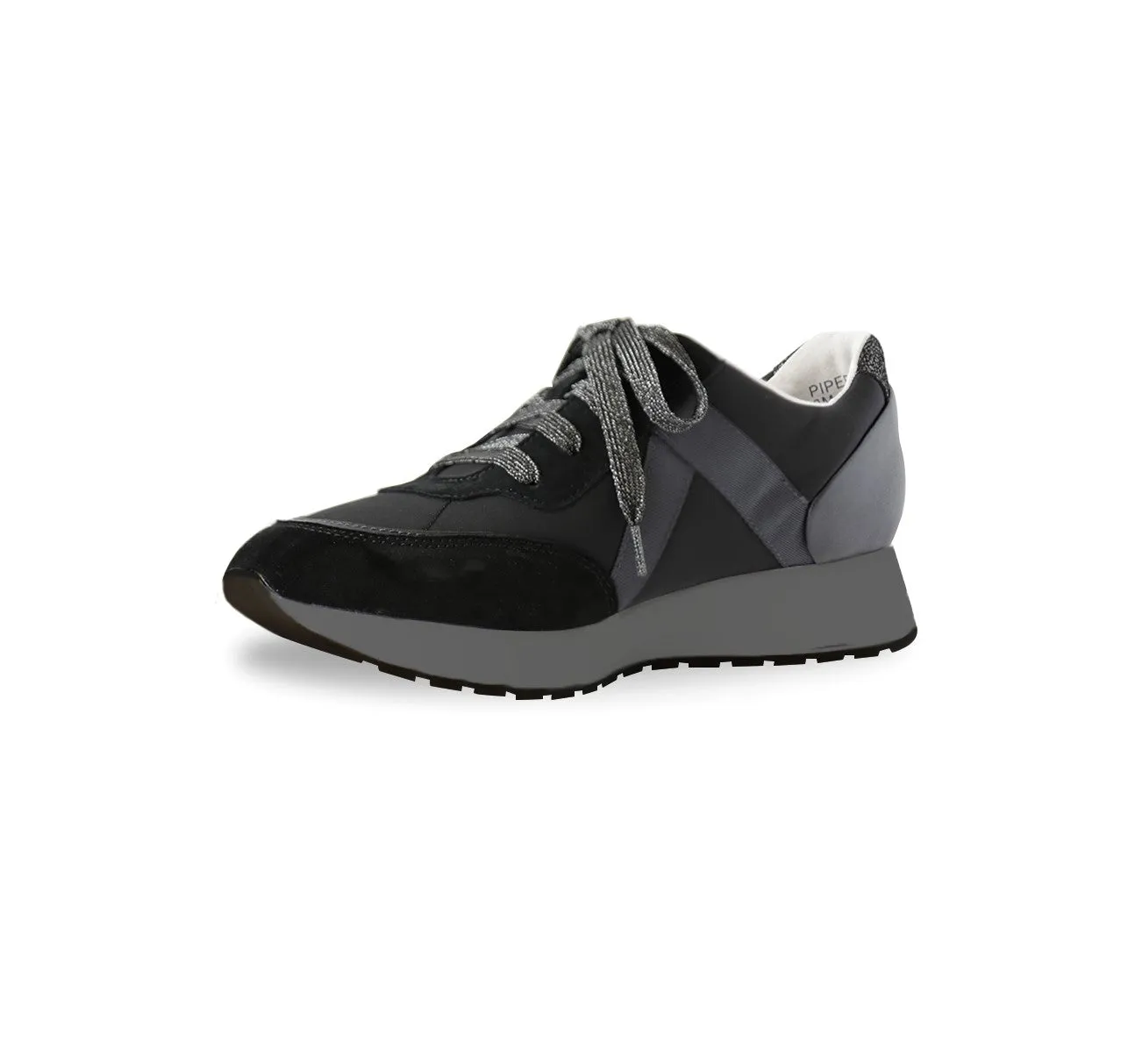PIPER-BLACK SUEDE/FABRIC COMBO