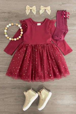 Raspberry Rose Star Tulle Dress