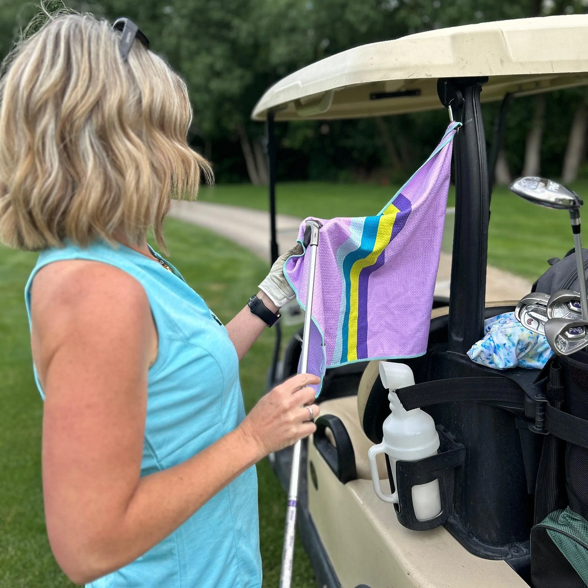 Set of 2: Lilac Dreams Magnetic Golf Towel and Golf Accessory Bag
