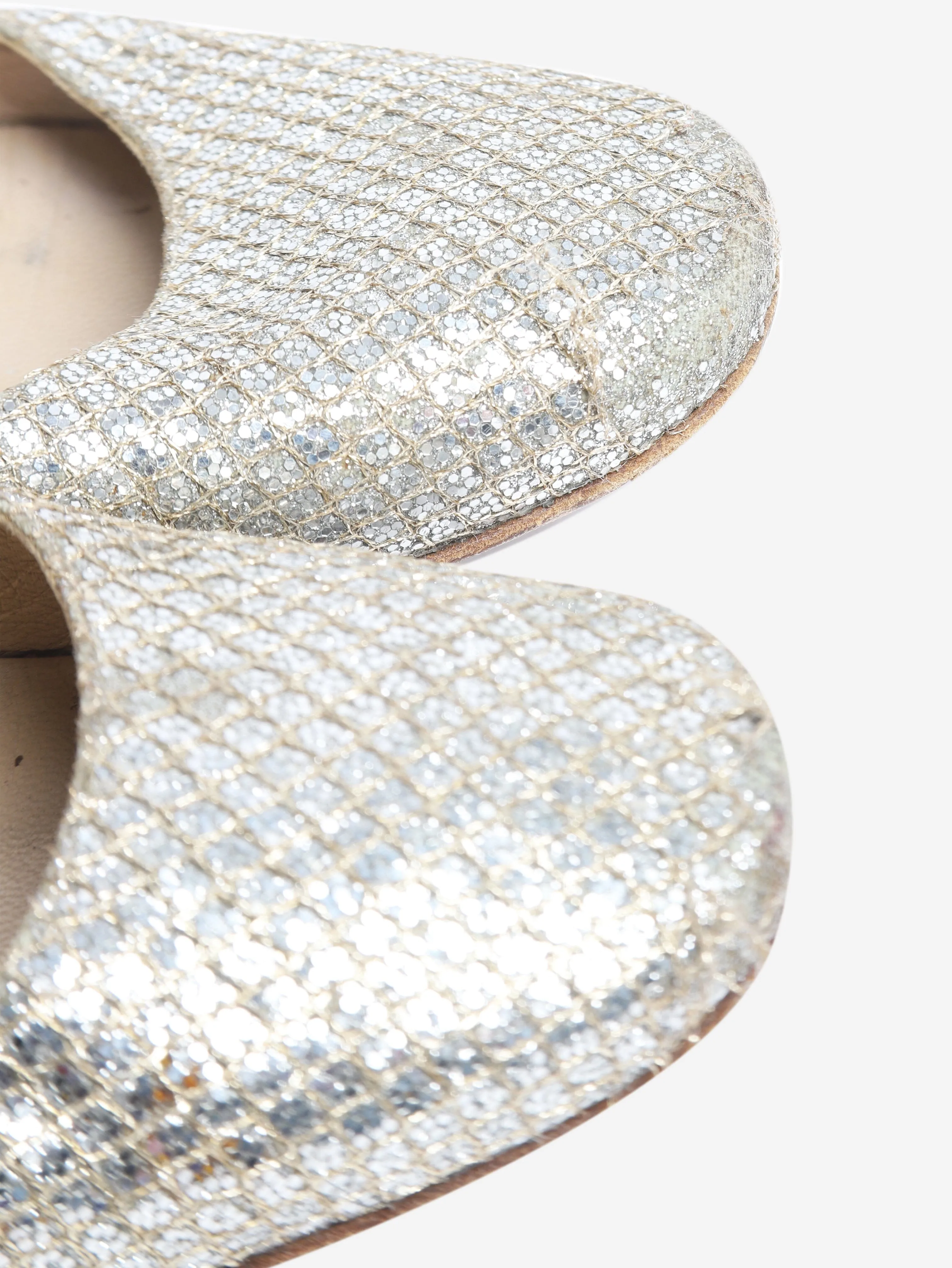 Silver sparkly snakeskin ballet flats - size EU 38