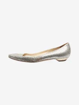 Silver sparkly snakeskin ballet flats - size EU 38