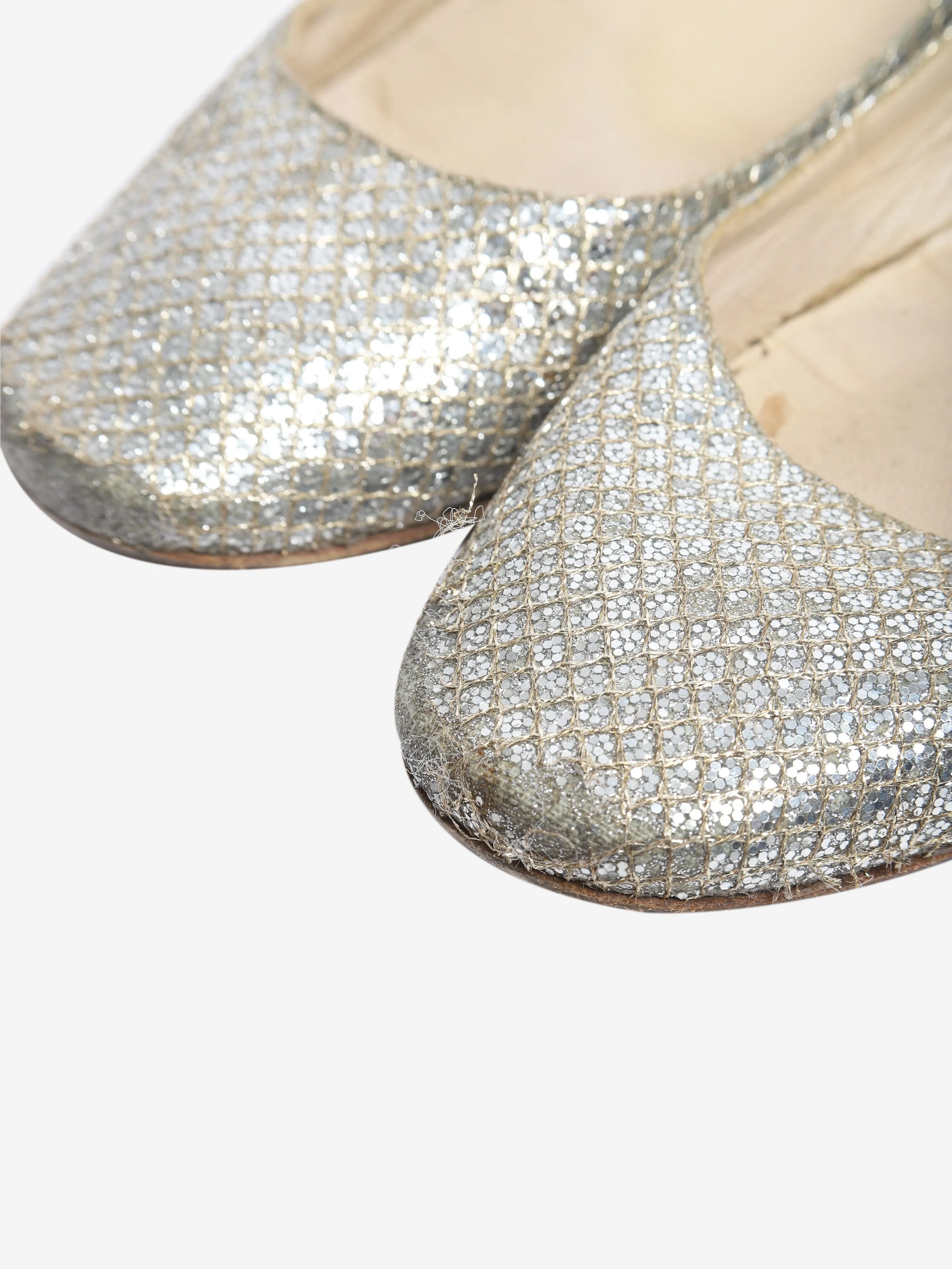 Silver sparkly snakeskin ballet flats - size EU 38