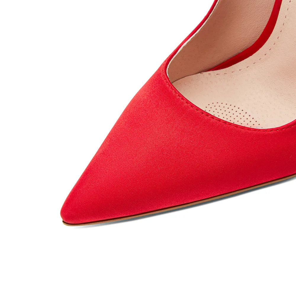 TinaCus Women's Handmade Satin Sexy Pointed Toe Super High Stiletto Heel Stylish Plus-size Pumps