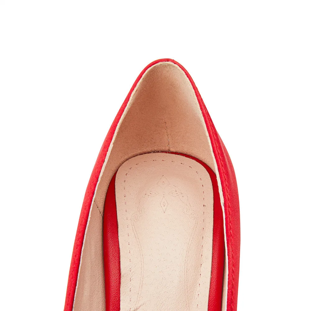 TinaCus Women's Handmade Satin Sexy Pointed Toe Super High Stiletto Heel Stylish Plus-size Pumps