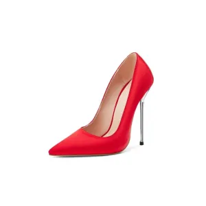 TinaCus Women's Handmade Satin Sexy Pointed Toe Super High Stiletto Heel Stylish Plus-size Pumps