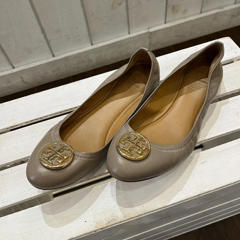 Tory Burch Benton 2 Travel Ballet Flats in Nellie Nappa Leather - Size 8.5