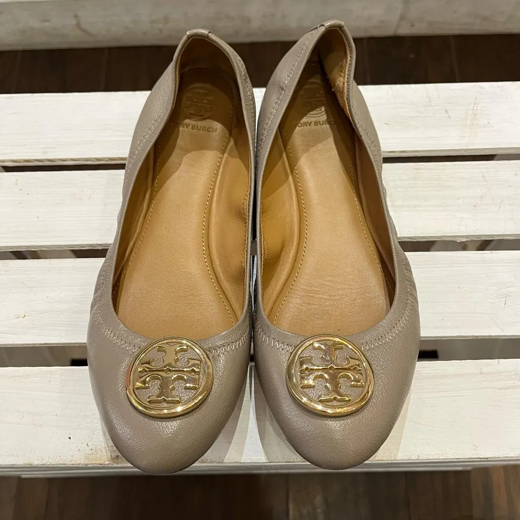 Tory Burch Benton 2 Travel Ballet Flats in Nellie Nappa Leather - Size 8.5