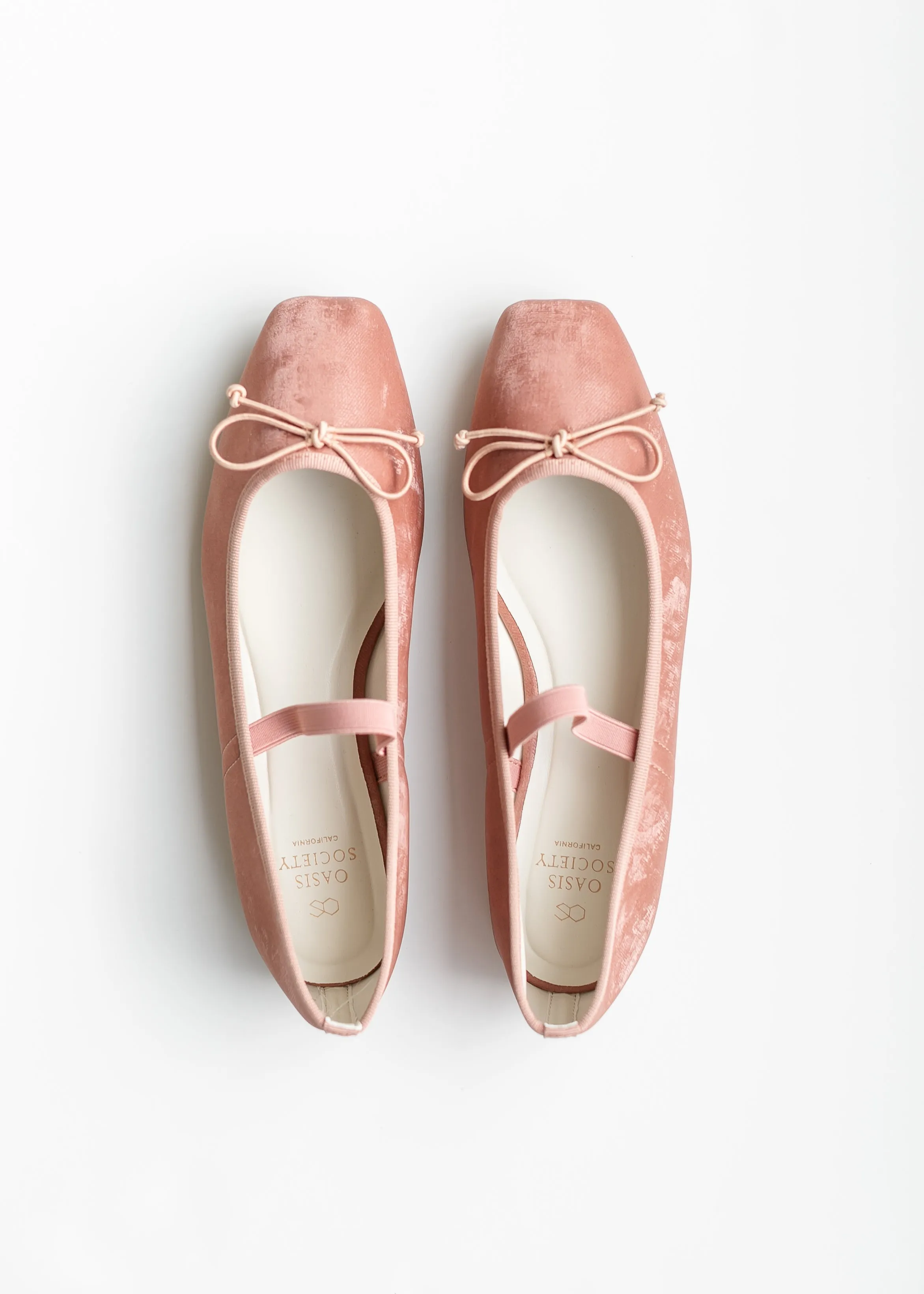 Velvet Square Toe Bow Flat - FINAL SALE