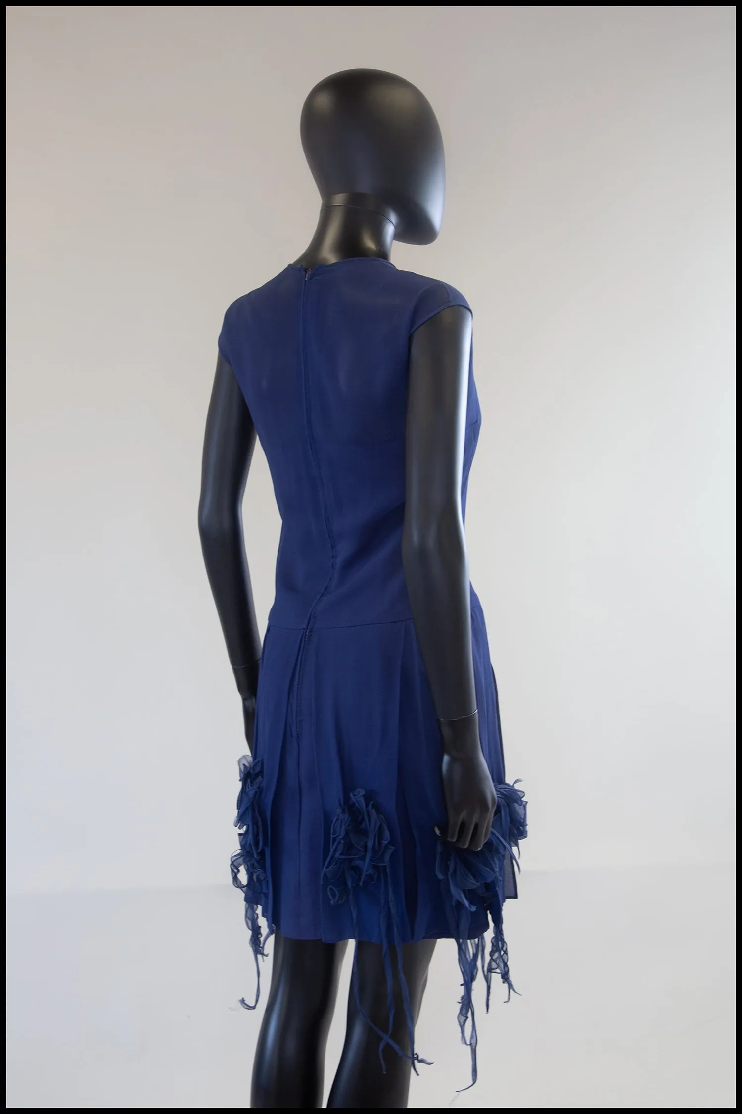 Vintage 1960s Blue Silk Cocktail Dress