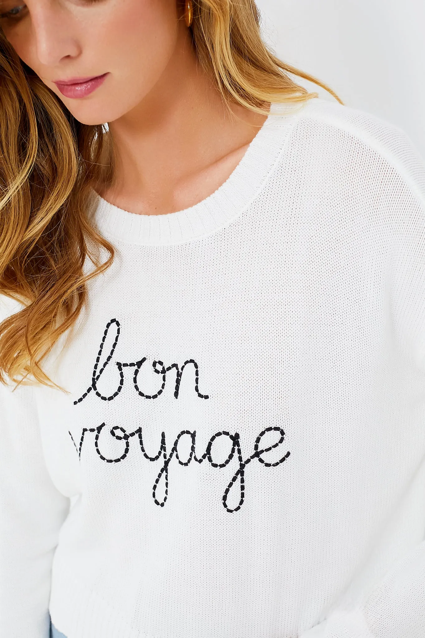 White Bon Voyage Sienna Sweater