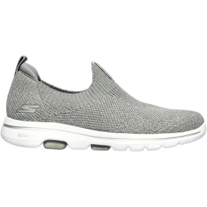 Women's Skechers GOwalk 5 Trendy Grey Knit Fabric Mesh