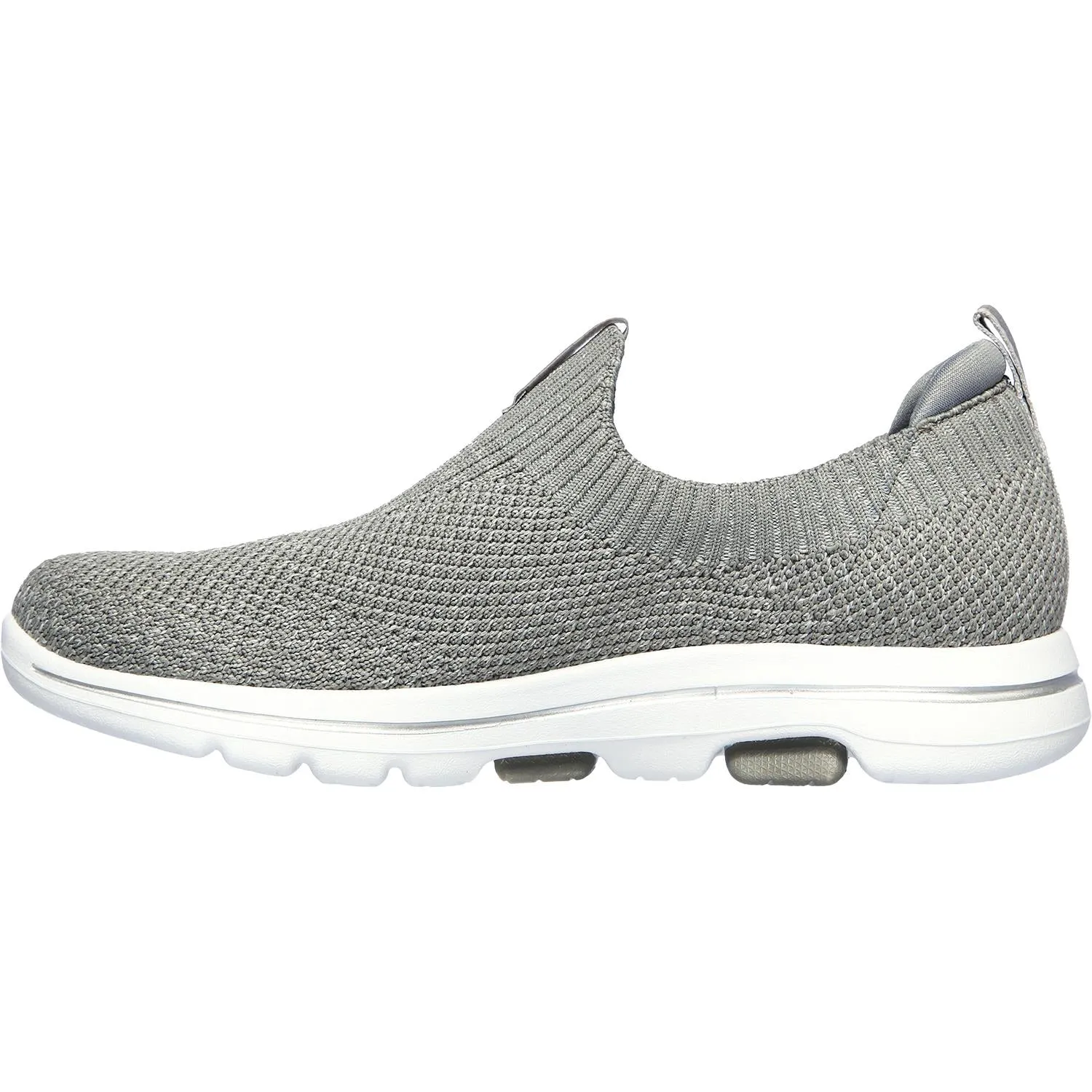 Women's Skechers GOwalk 5 Trendy Grey Knit Fabric Mesh