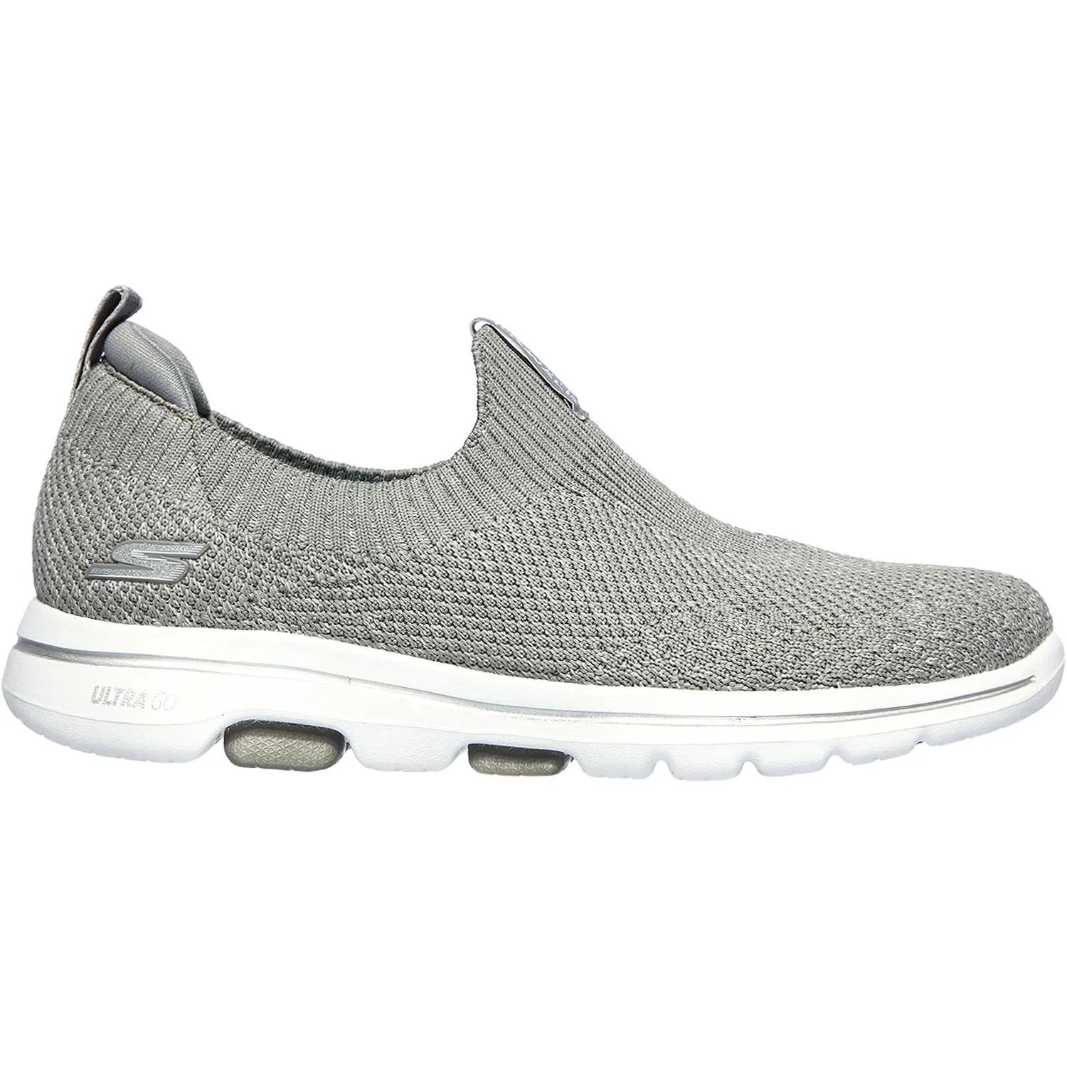 Women's Skechers GOwalk 5 Trendy Grey Knit Fabric Mesh
