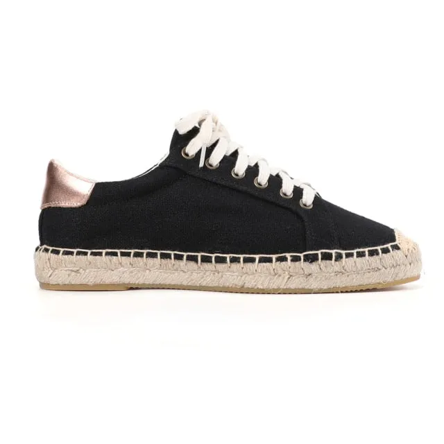 Zapatillas Mujer Tienda Soludos Women's Lace-up Espadrilles Casual Platform Sneakers Sewing Wedges Shoes For Flat Round Hemp