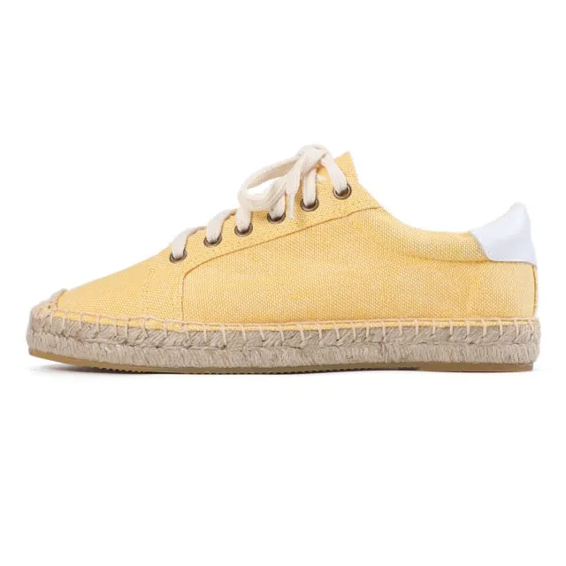 Zapatillas Mujer Tienda Soludos Women's Lace-up Espadrilles Casual Platform Sneakers Sewing Wedges Shoes For Flat Round Hemp